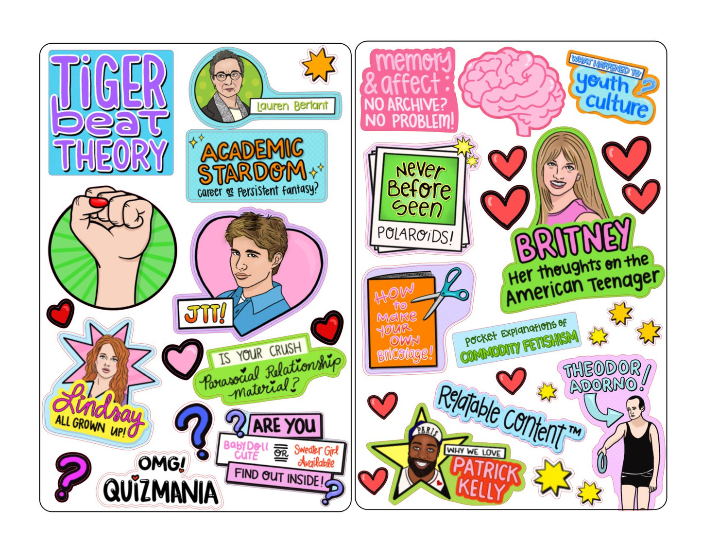 Tiger Beat Theory Sticker Sheets